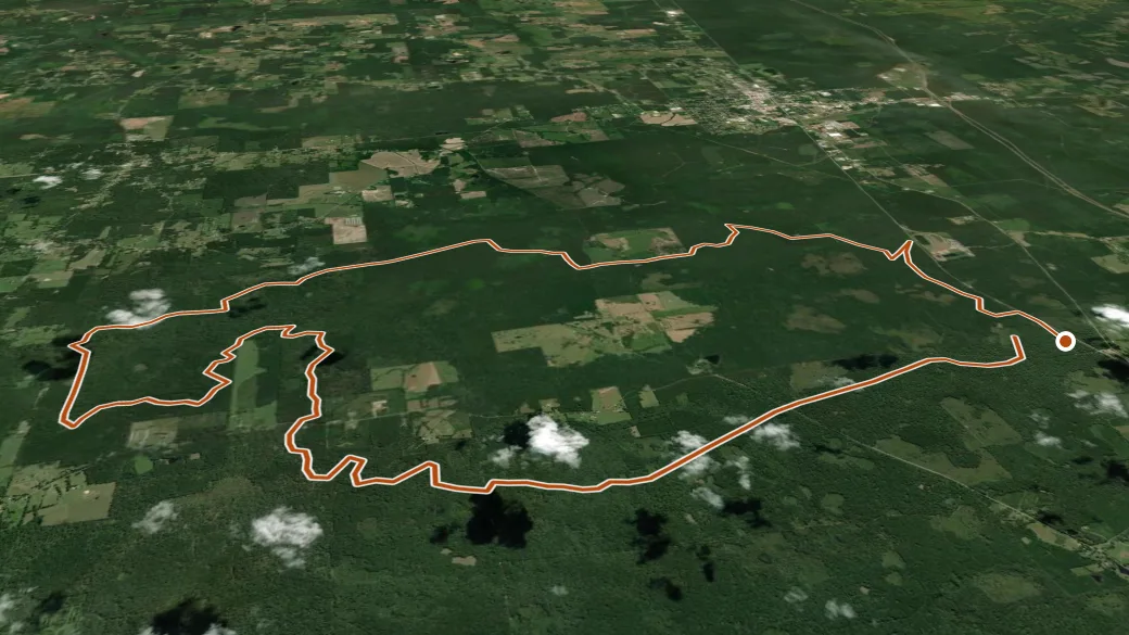 3-D terrain view of Shongelo Hiking Trail