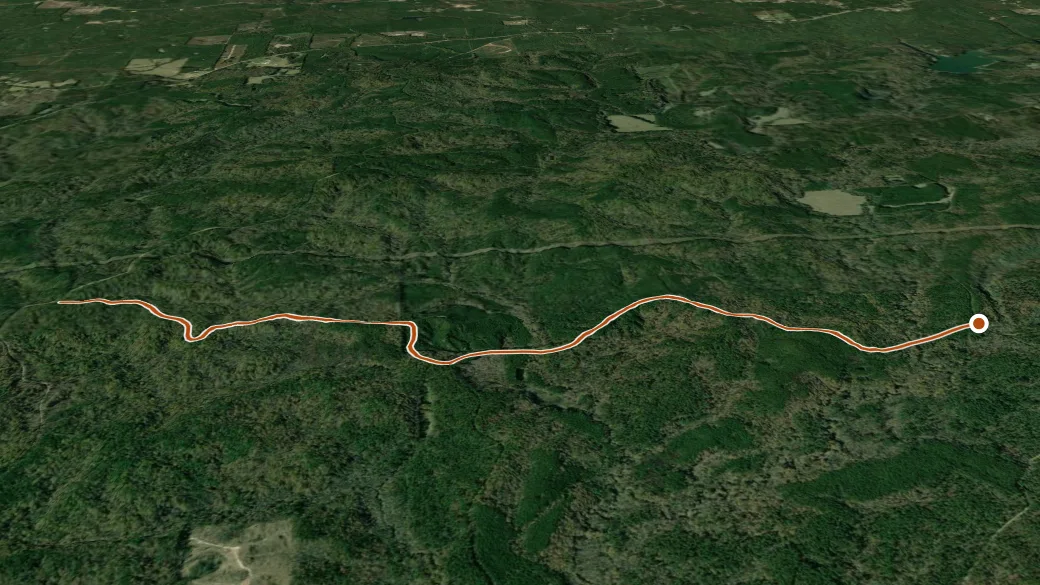 3-D terrain view of Pigeon Roost Road Trail