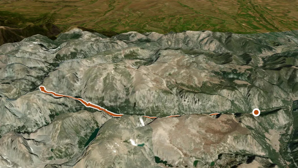 3-D terrain view of Lake Fork