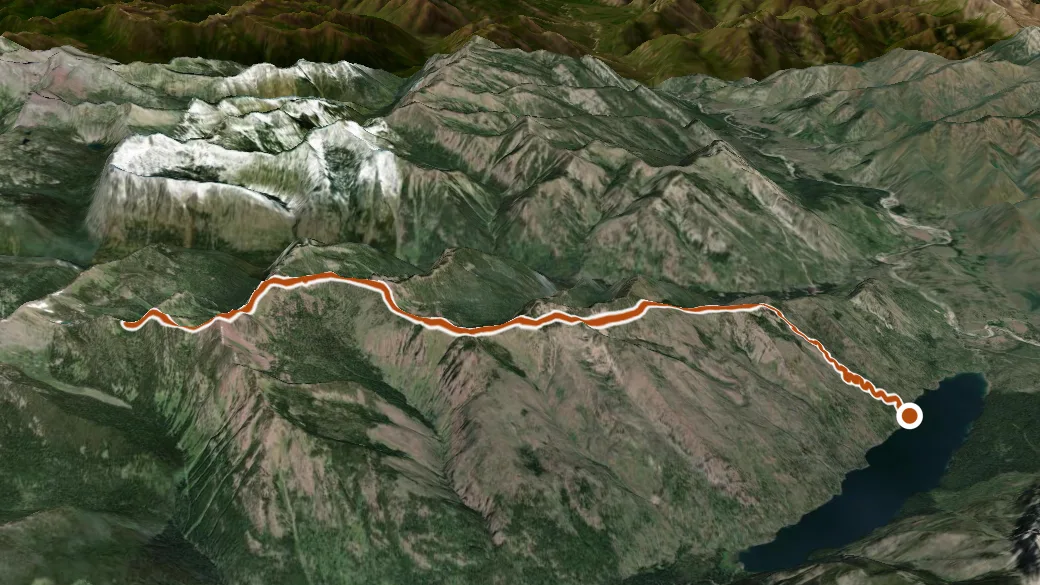 3-D terrain view of Garnet Peak