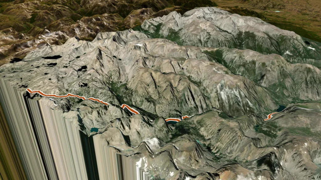 3-D terrain view of East Rosebud