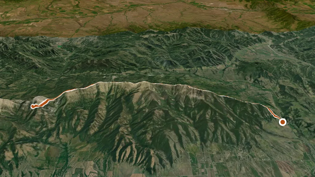 3-D terrain view of Bridger Ridge