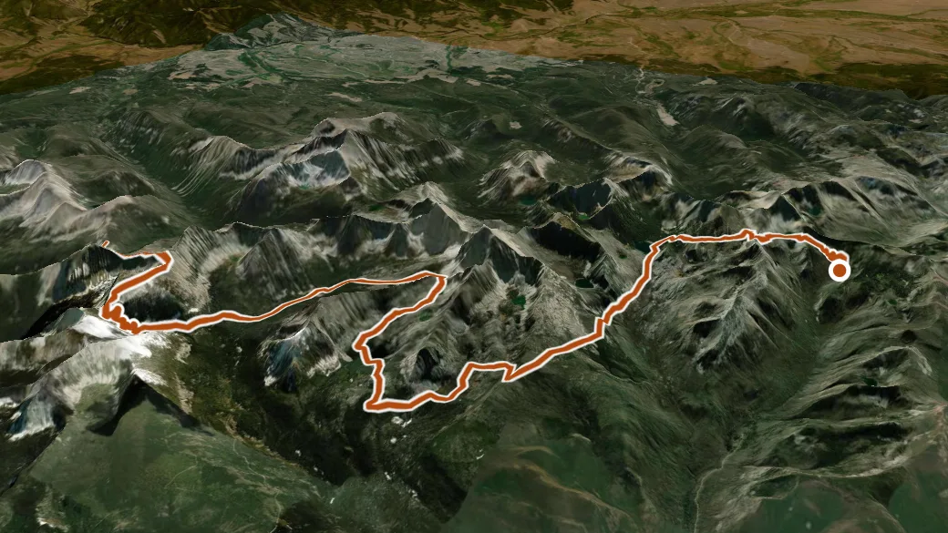 3-D terrain view of Hiline Trail