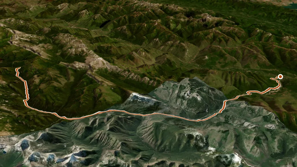 3-D terrain view of Spotted Bear River