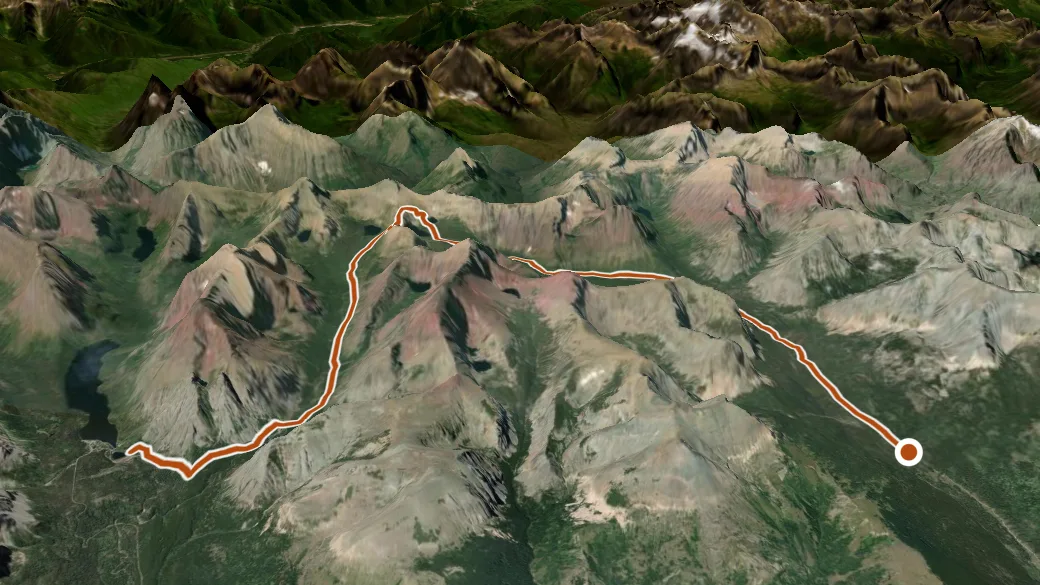 3-D terrain view of Pitamakan Pass