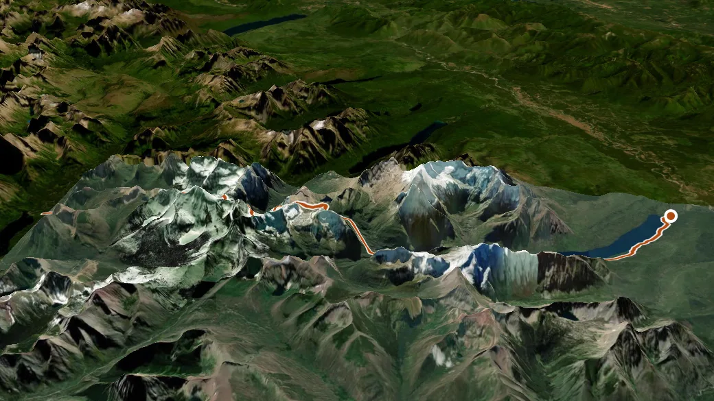 3-D terrain view of Boulder Pass