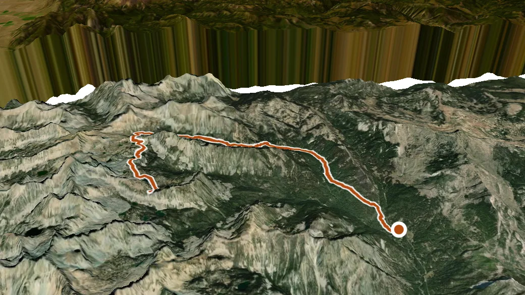 3-D terrain view of Sentinel Creek Trail