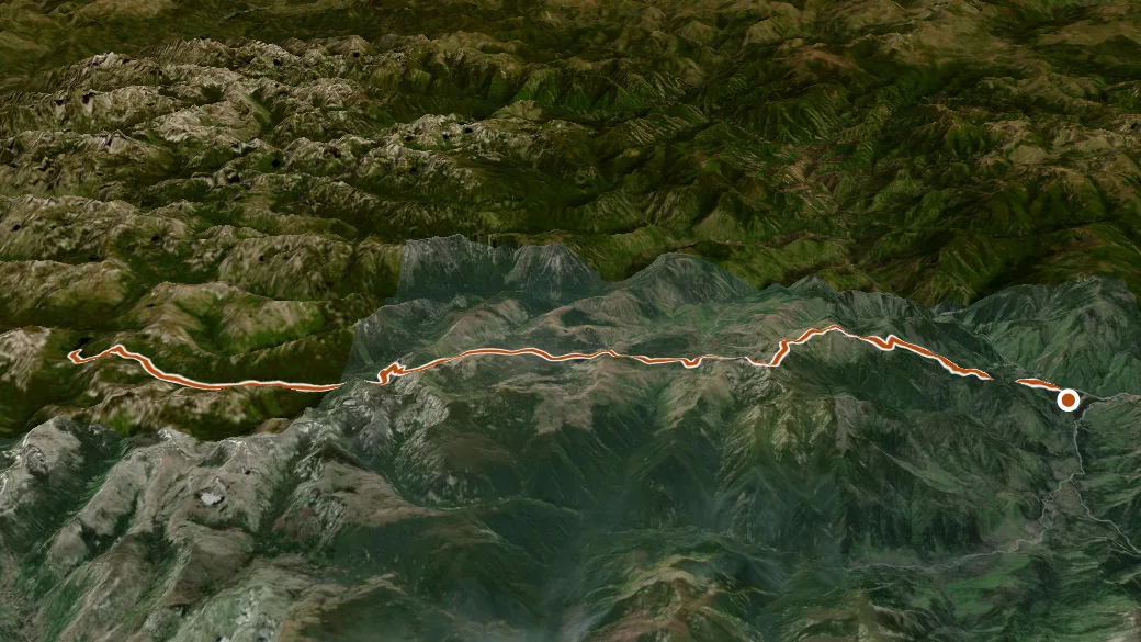 3-D terrain view of Lost Horse Trail