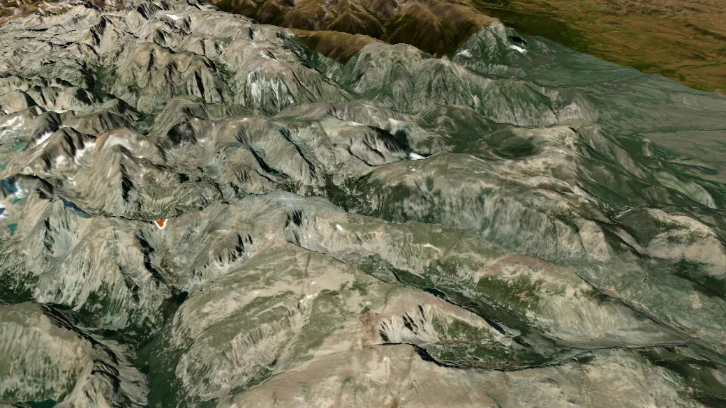 3-D terrain view of West Fork Rock Creek