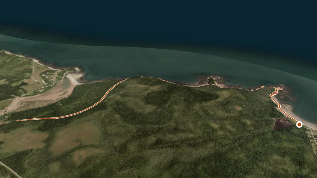 3-D terrain view of Tynemouth Creek to Duck Pond Beach