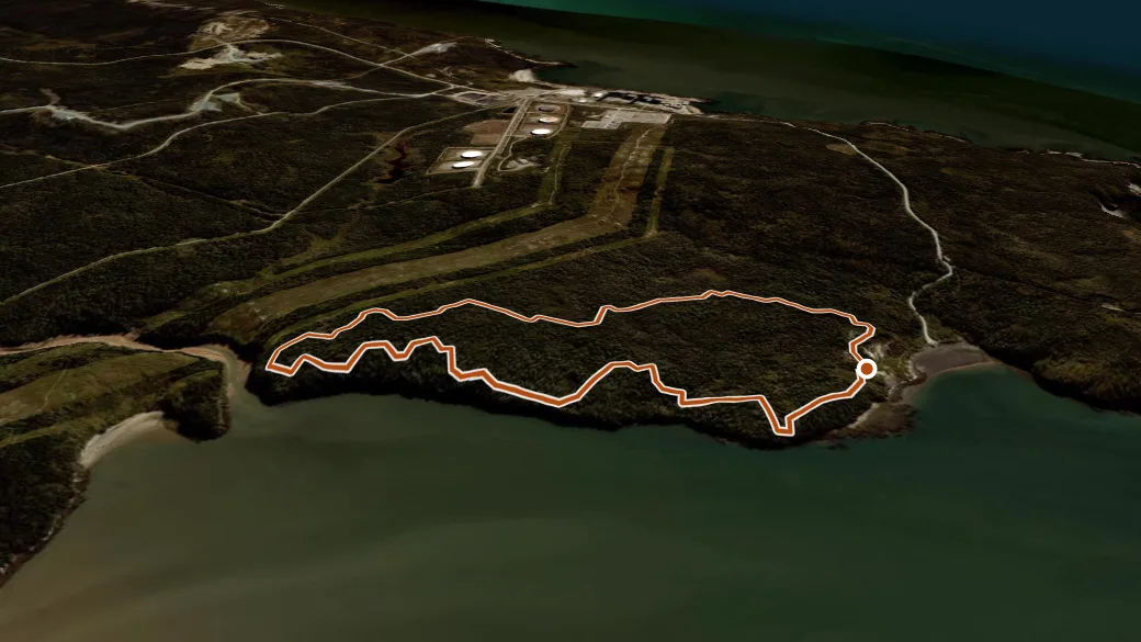 3-D terrain view of Black Beach Trail