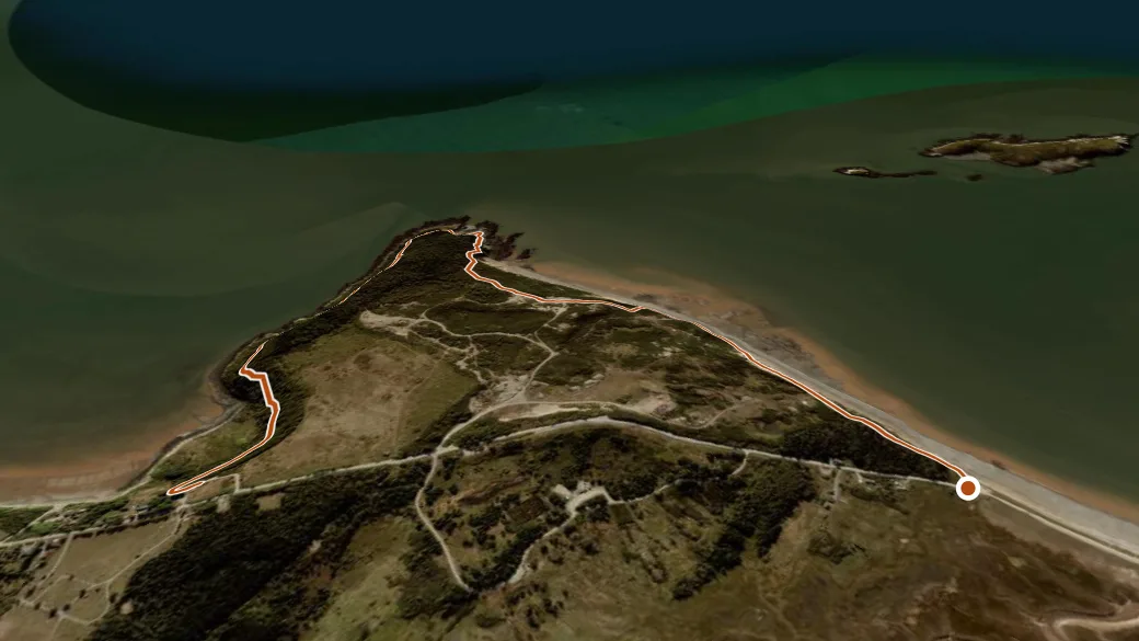 3-D terrain view of Sheldon Point Trail