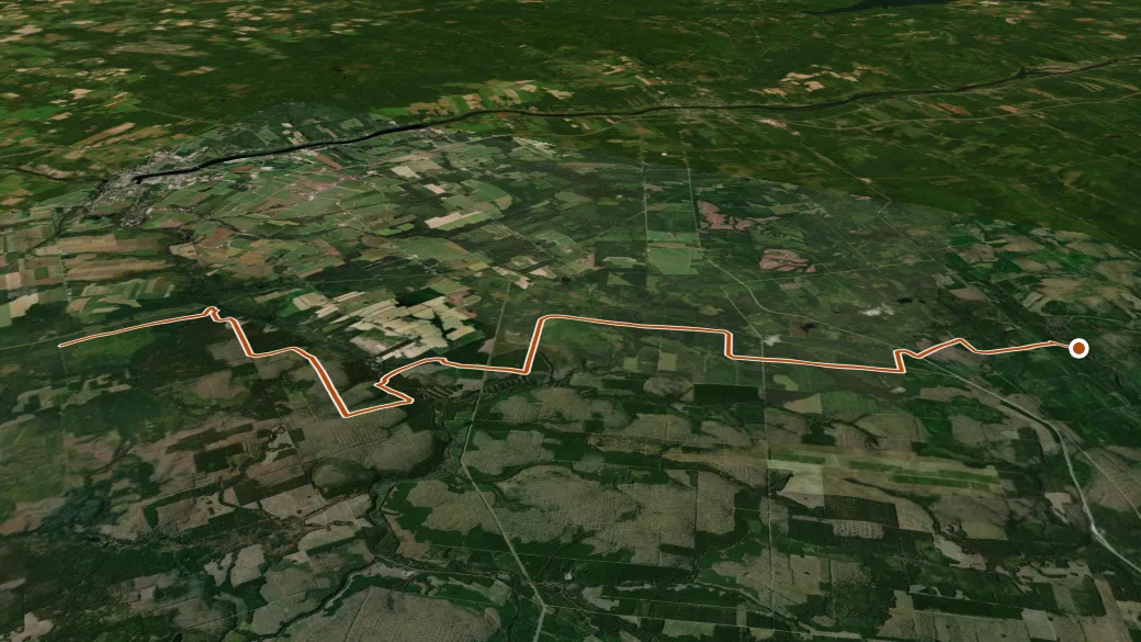 3-D terrain view of Purple Trail