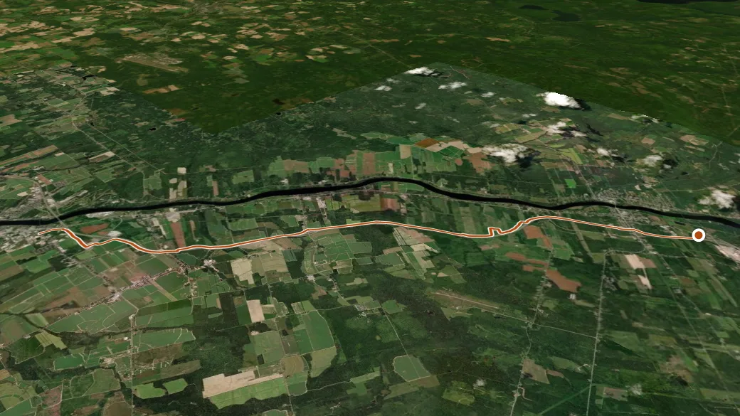 3-D terrain view of Route 12