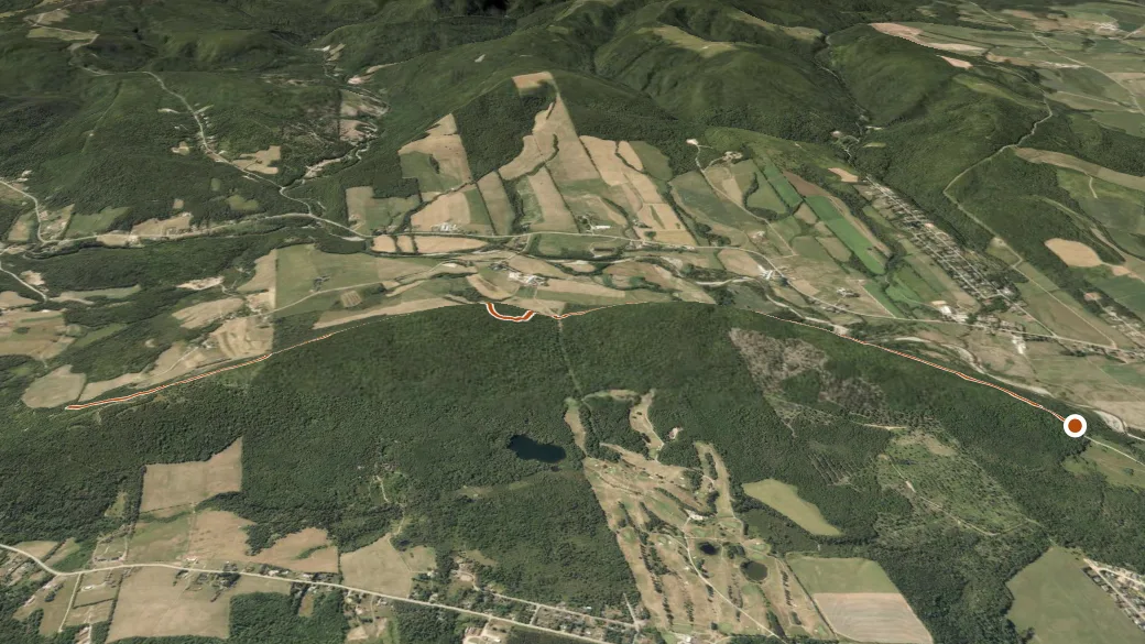 3-D terrain view of Sussex Corner Bluff Hiking Trail