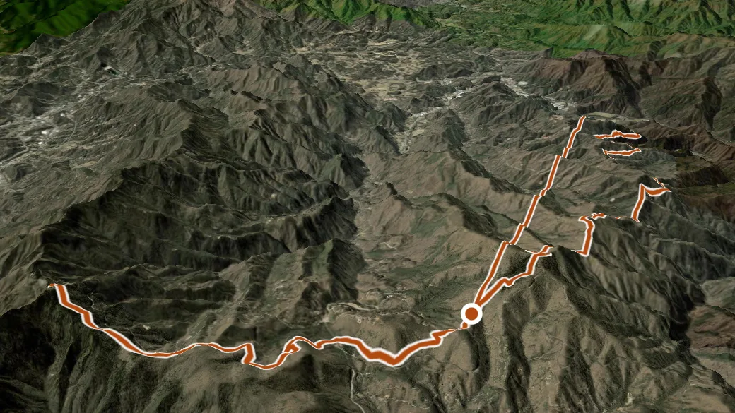 3-D terrain view of Mountains to Sea Trail