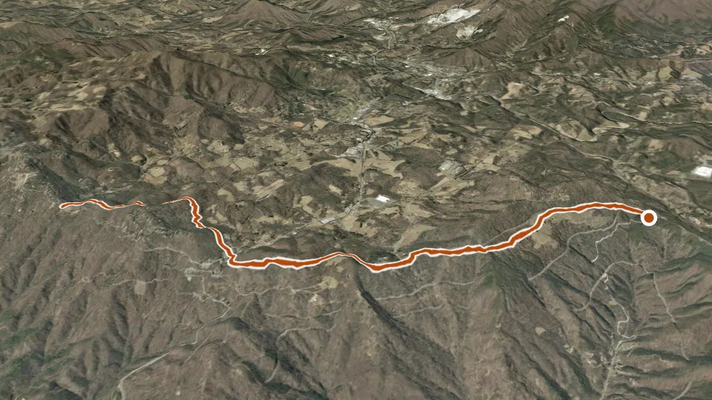 3-D terrain view of Over Mountain Victory Trail
