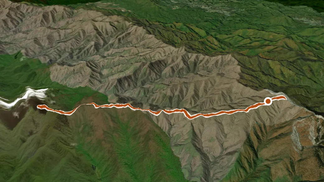 3-D terrain view of Welch Ridge Trail