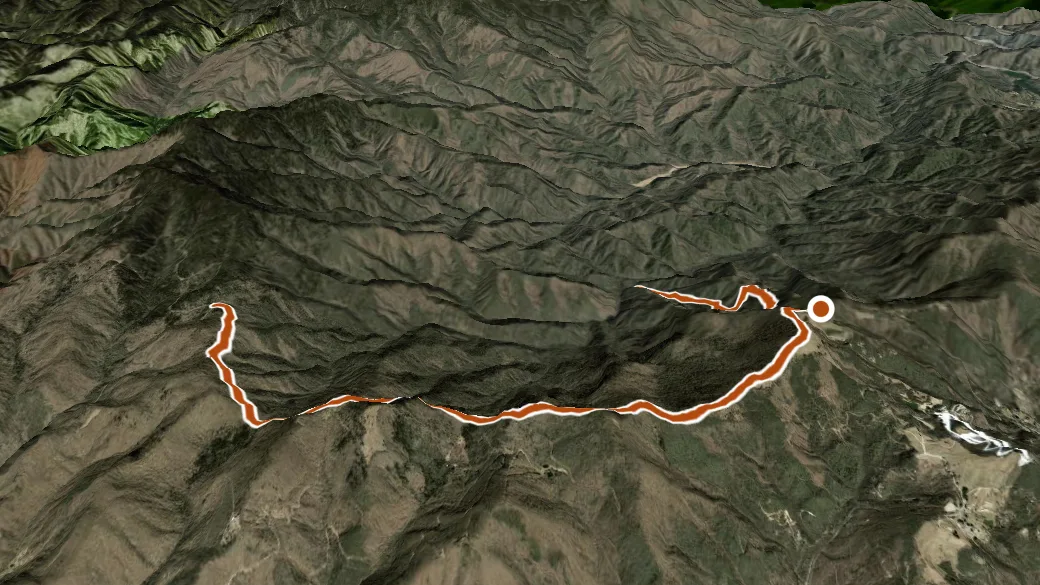 3-D terrain view of Hemphill Bald Trail