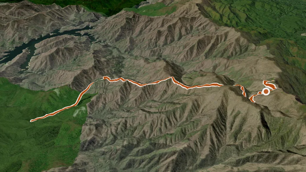 3-D terrain view of Jenkins Ridge Trail