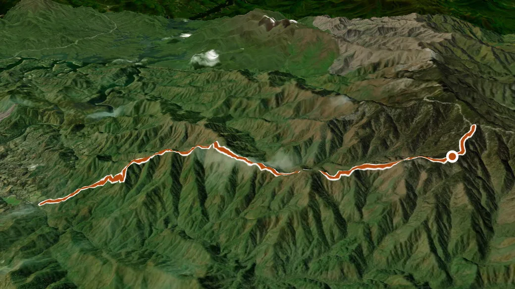 3-D terrain view of Noland Divide Trail