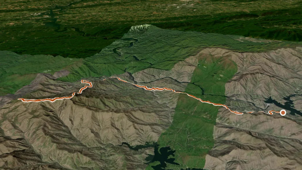 3-D terrain view of Benton Mackaye -Cheoah Rd