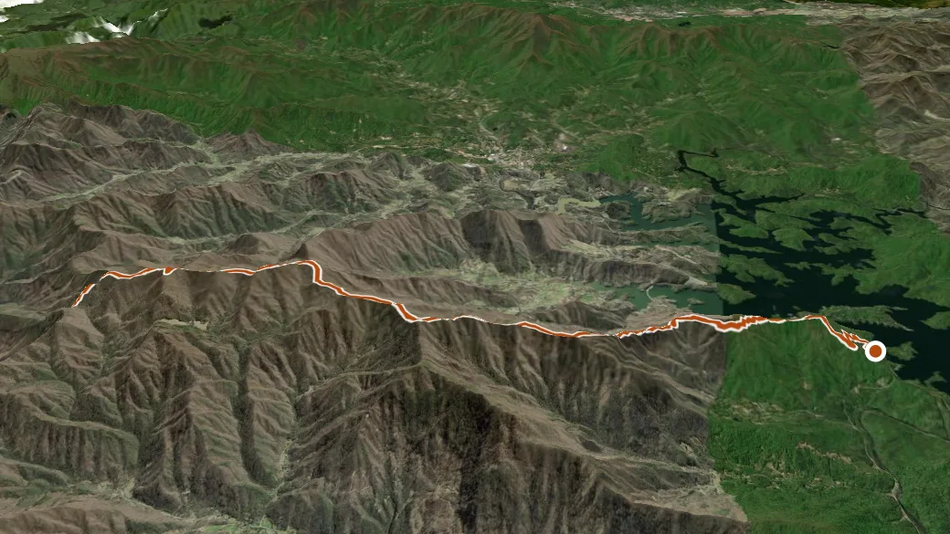 3-D terrain view of Wauchecha Bald
