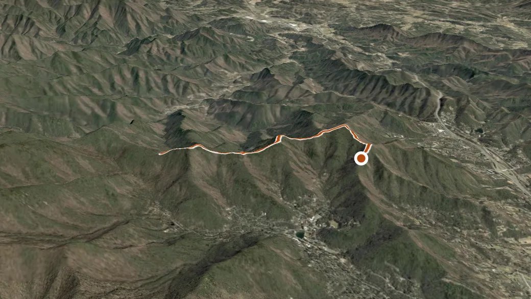 3-D terrain view of East Ridge Trail