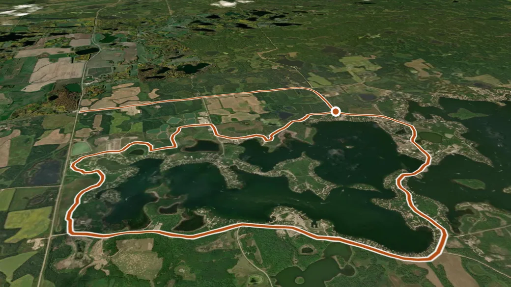 3-D terrain view of Lake Metigoshe Bike Path