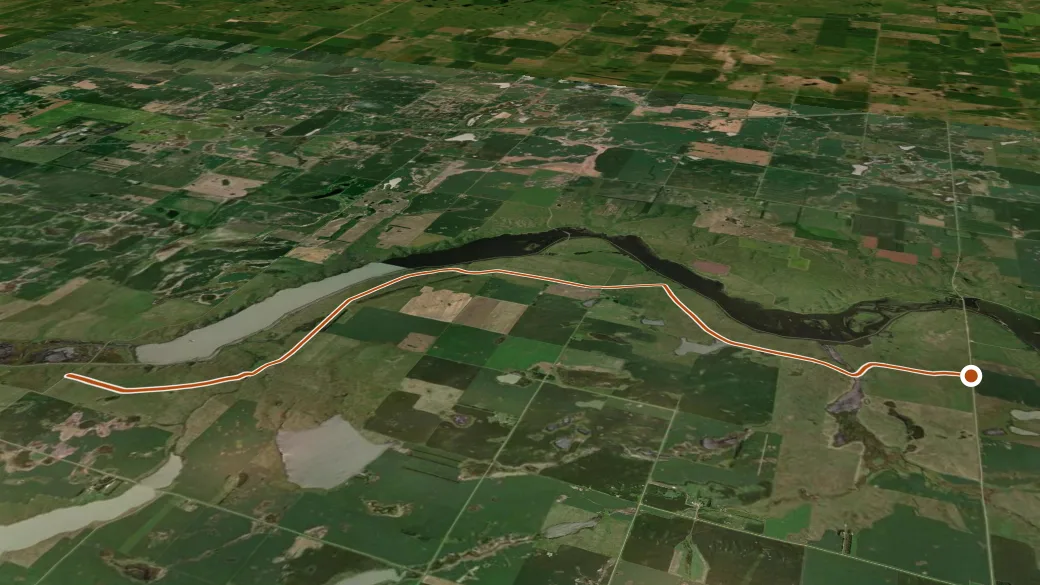 3-D terrain view of Fort Totten Trail