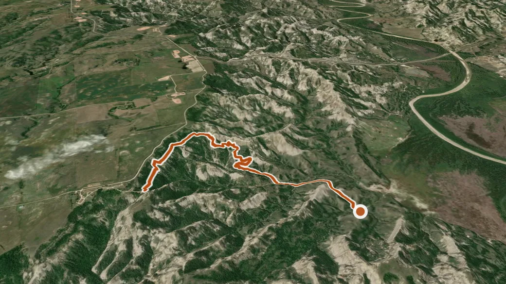 3-D terrain view of T (Tom's) Trail