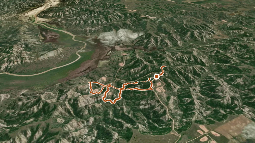 3-D terrain view of W (Wagon) Trail