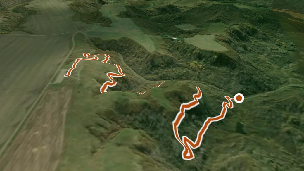 3-D terrain view of Three Sisters Trail