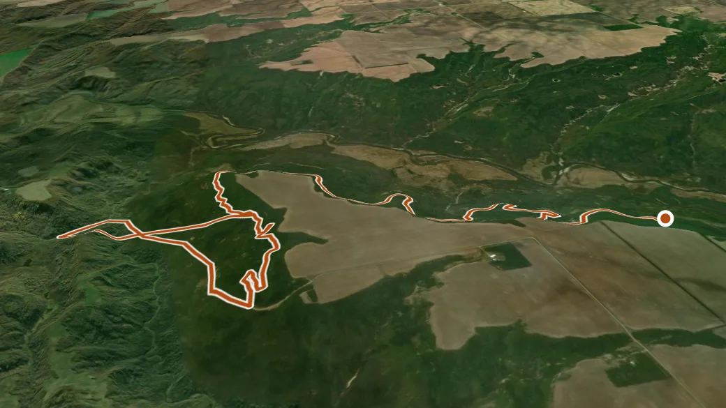 3-D terrain view of Trapper's Ridge Trail