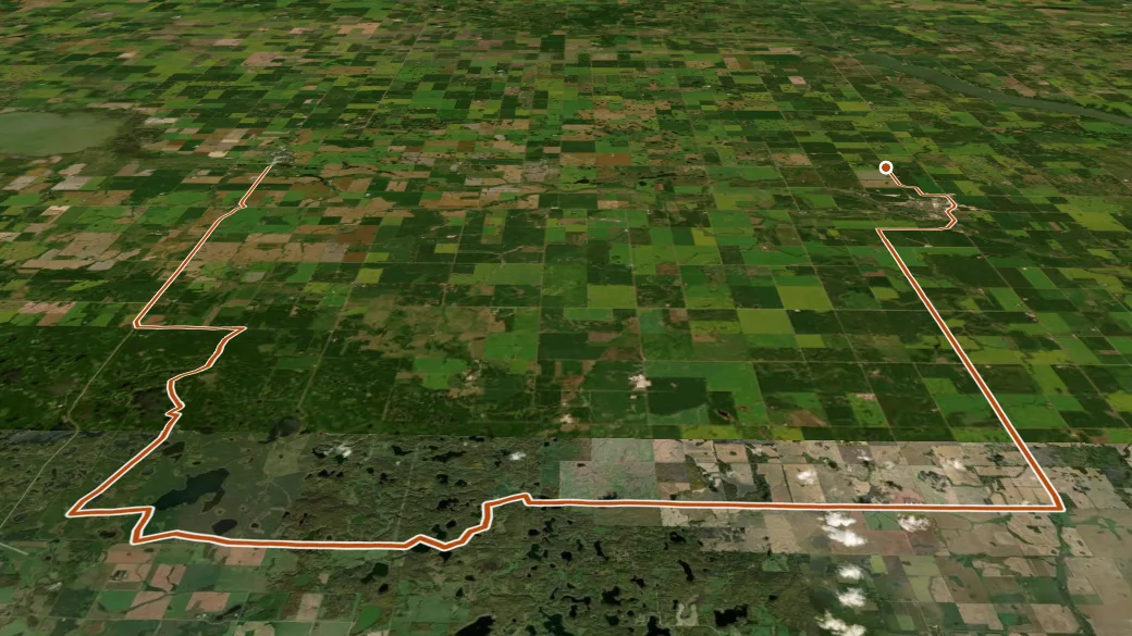 3-D terrain view of Snoman Trail