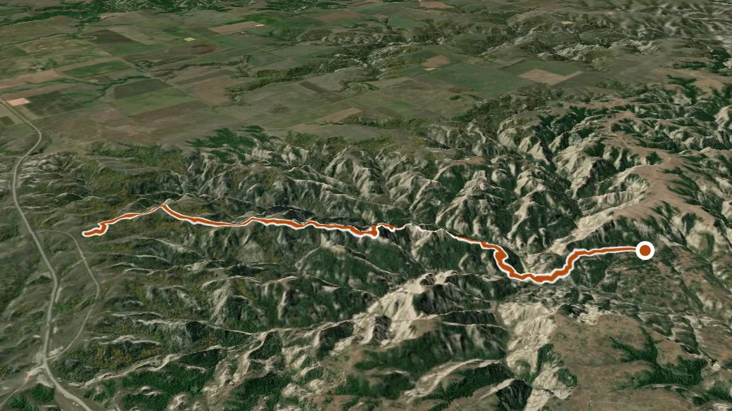 3-D terrain view of Summit Trail