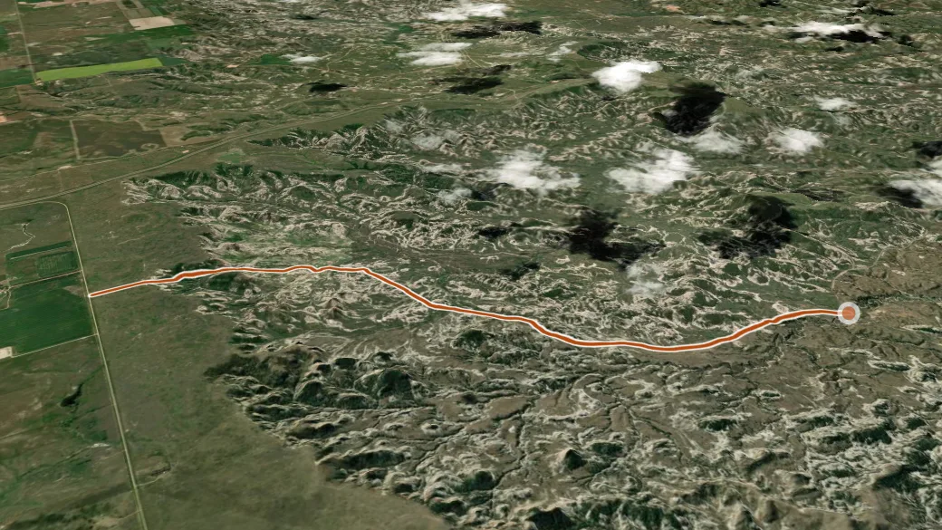 3-D terrain view of Upper Talkington Trail