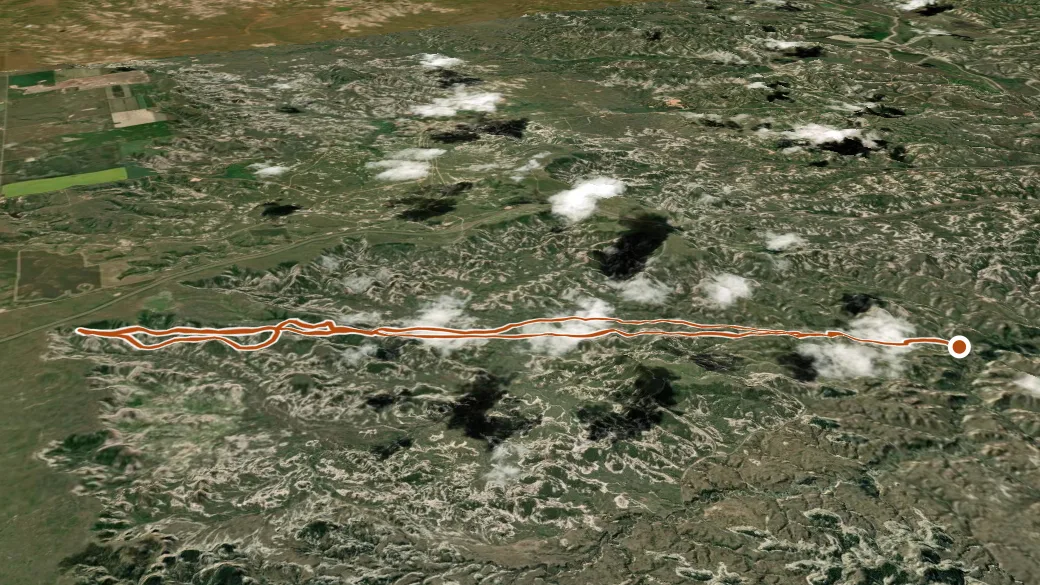 3-D terrain view of Upper Paddock Creek Trail