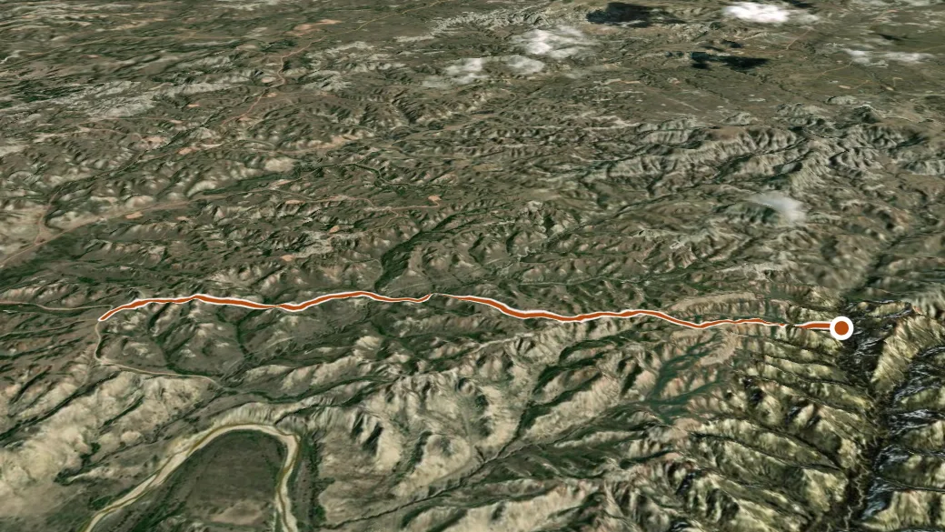 3-D terrain view of Roundup Camp Trail