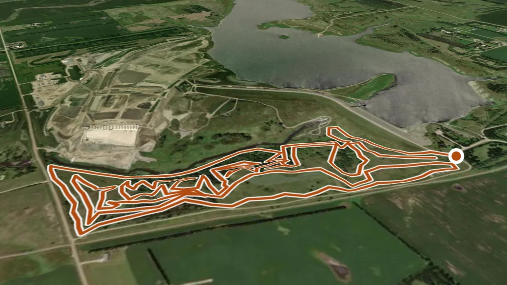3-D terrain view of Pipestem Damn Trail