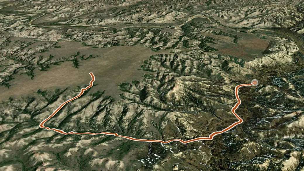 3-D terrain view of Lone Tree Trail