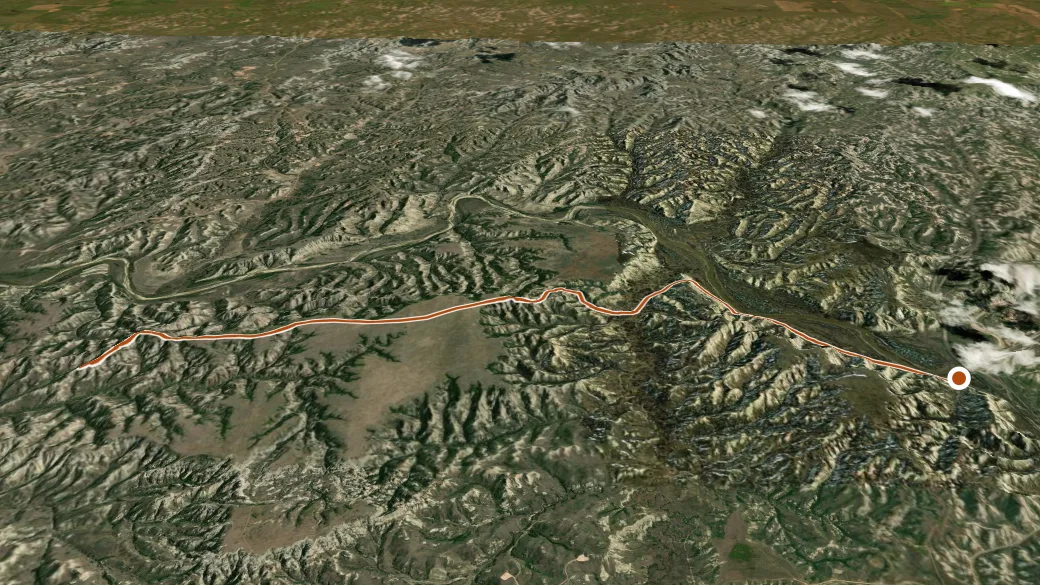 3-D terrain view of Maah Daah Hey Trail