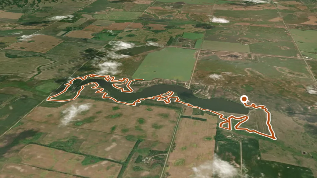 3-D terrain view of Carbury Dam Trail