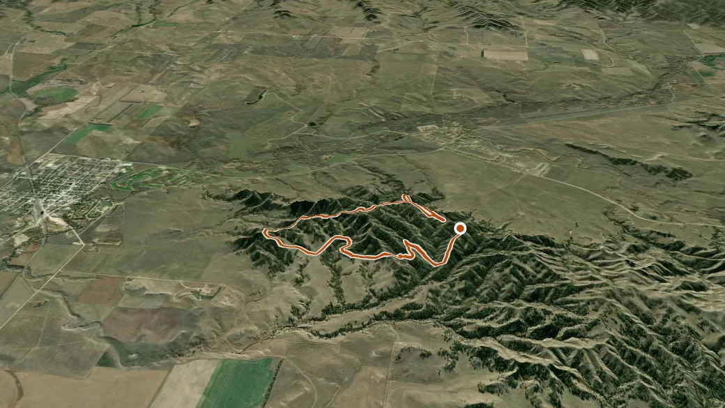 3-D terrain view of Red Cloud Butte Trail