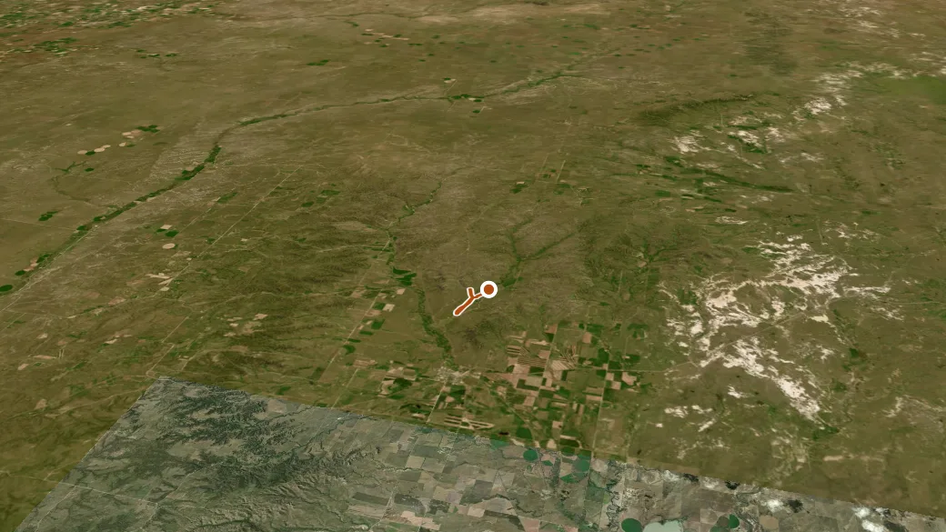 3-D terrain view of Crazy Horse Trail