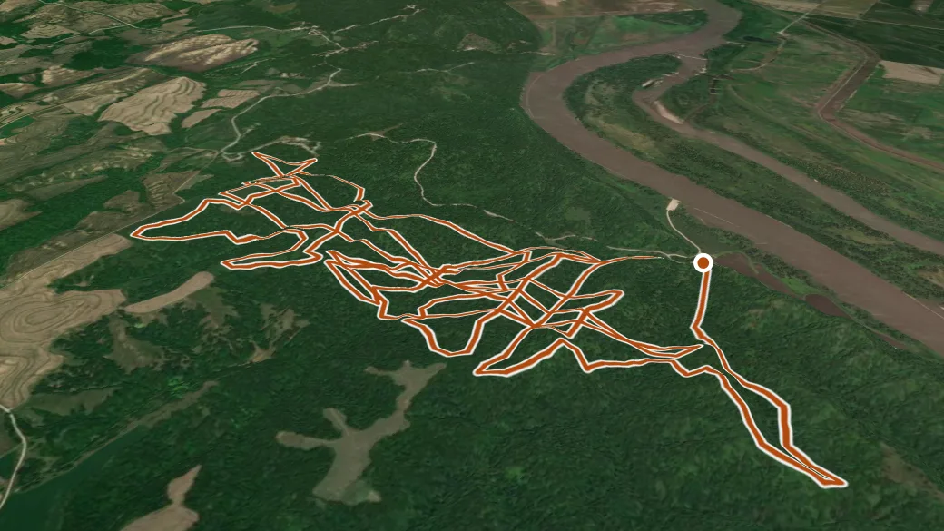 3-D terrain view of Hardwood Trail