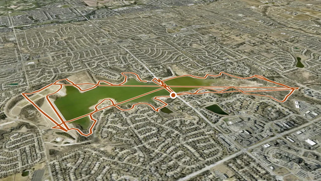 3-D terrain view of Zorinsky Lake Trail