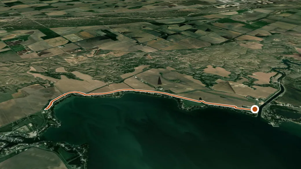3-D terrain view of Johnson Lake Hike and Bike Trail