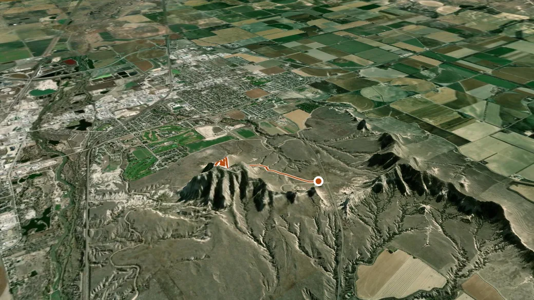 3-D terrain view of Saddle Rock Trail