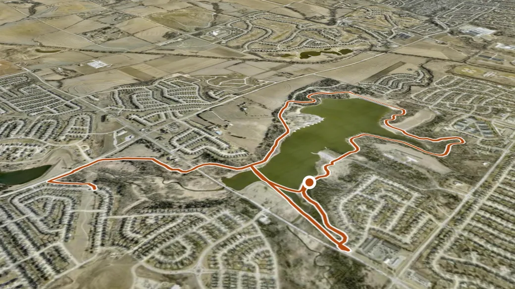 3-D terrain view of Standing Bear Lake Trail